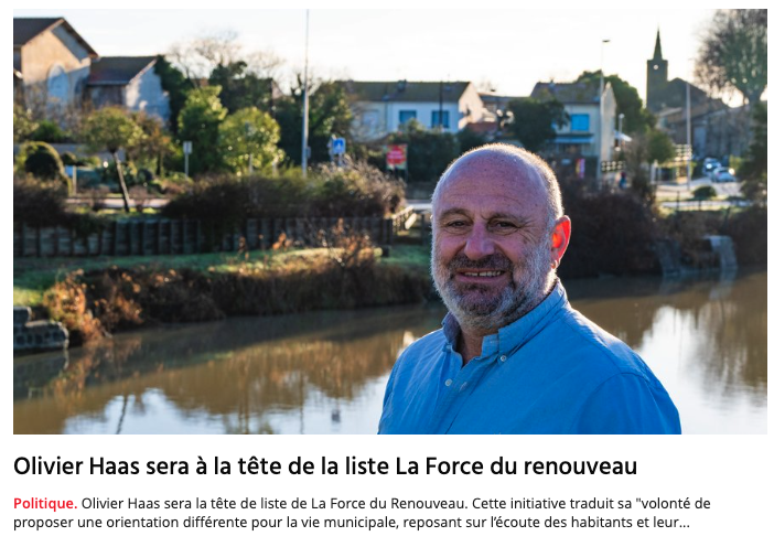 Article Midi Libre - Olivier Haas sera à la tête de la liste La Force du Renouveau